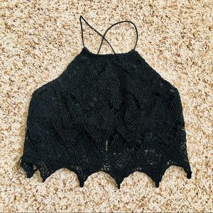 Black lace crop top